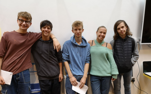 King Alfred GCSE Results 2022 - L-R Lucas, Milo, Santi, Matilda, Evan.png